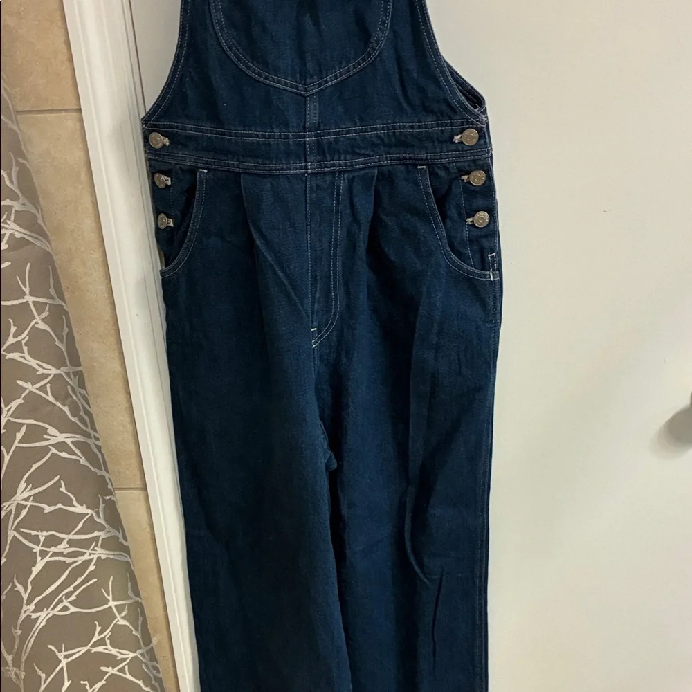 Madewell Blue Denim Wide Leg Overalls Sz 6 - Picture 3 of 14